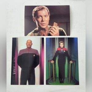 The Captains Of Star Trek Postcards 1998 Unused Lot Of 3 Capt Kirk Sisko Janeway